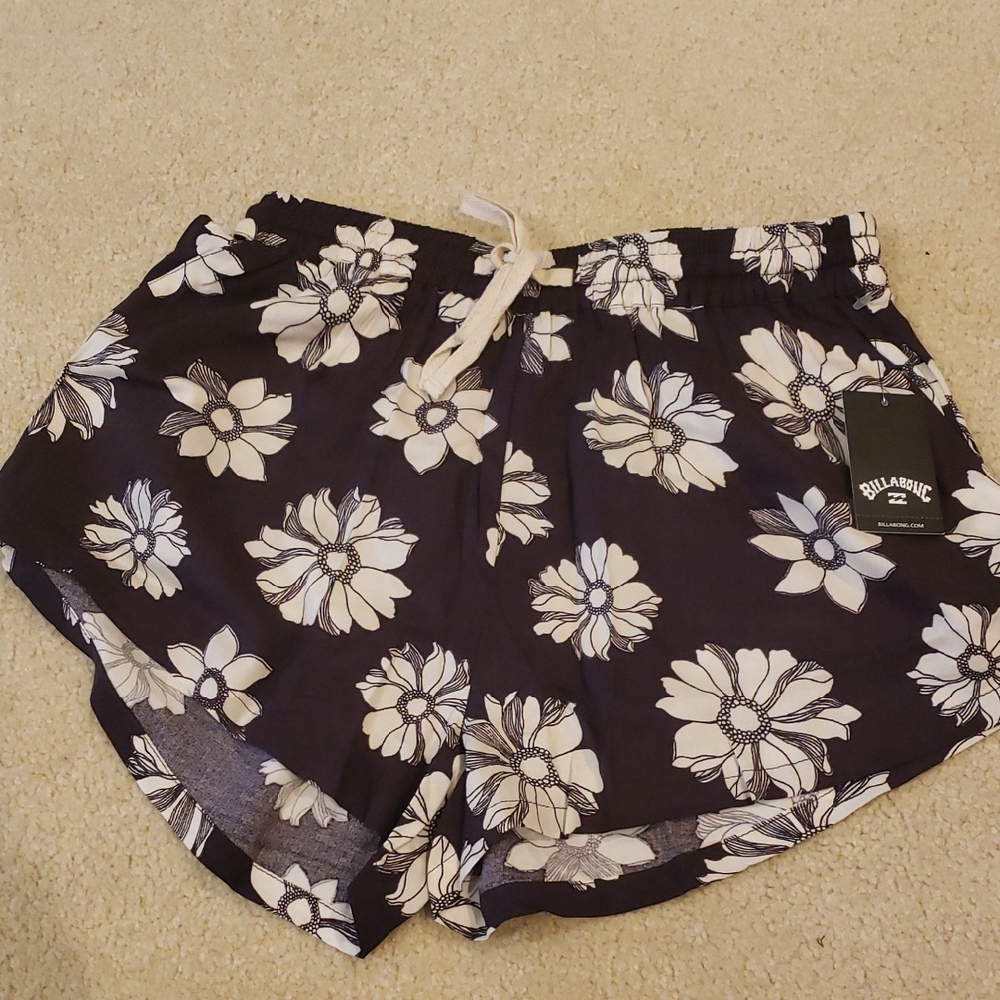 Billabong Black and White Floral Shorts